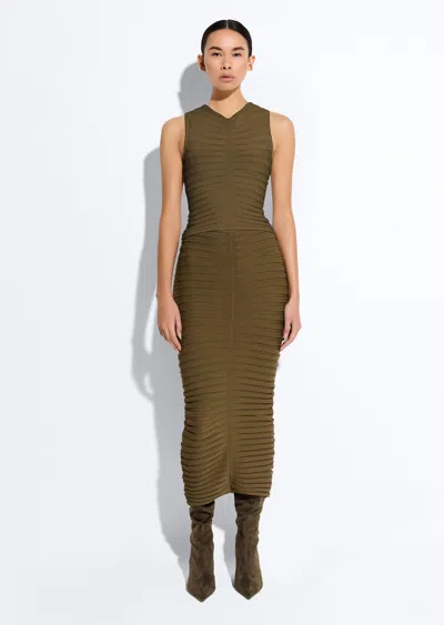 Lapointe Matte Viscose Wide Ribbed Skirt In Dark Olive