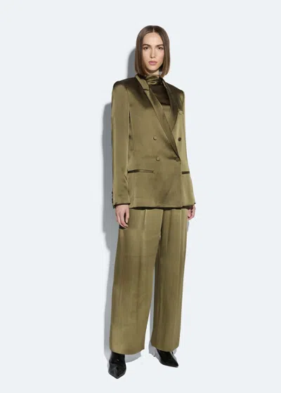 Lapointe Satin Blazer In Dark Olive