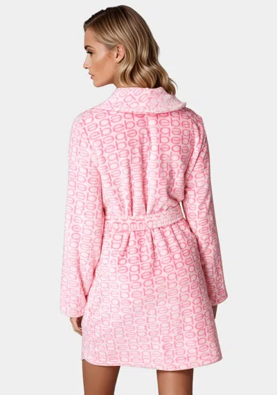 Bebe Printed Plush Robe In Rose Shadow