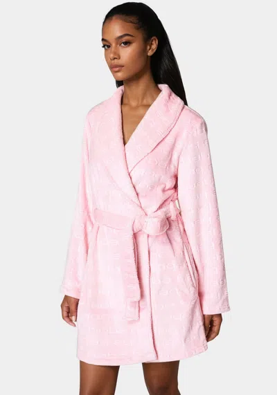 Bebe Debossed Plush Robe In Rose Shadow