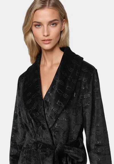 Bebe Debossed Plush Robe In Black Beauty