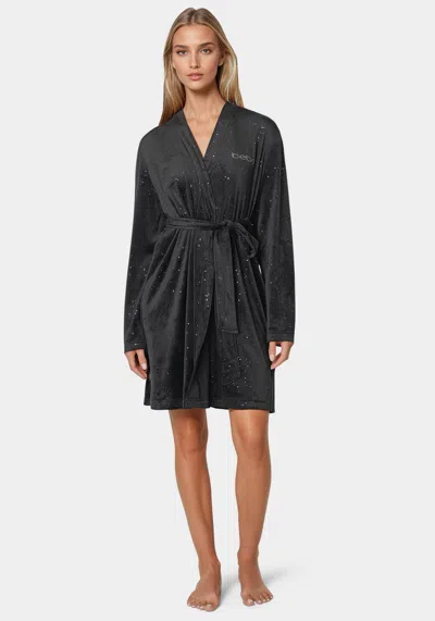 Bebe Mirror Paper Velour Robe In Black Beauty