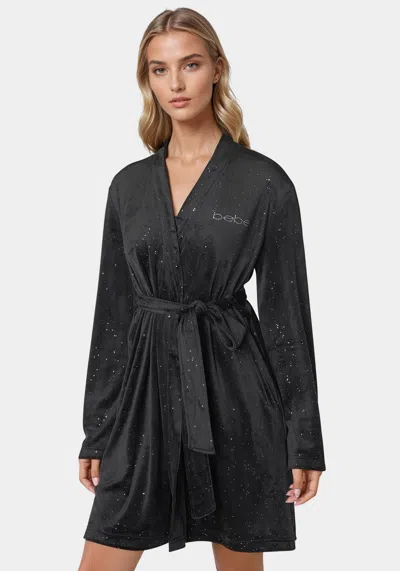 Bebe Mirror Paper Velour Robe In Black Beauty