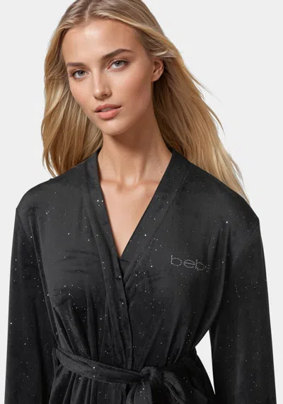 Bebe Mirror Paper Velour Robe In Black Beauty