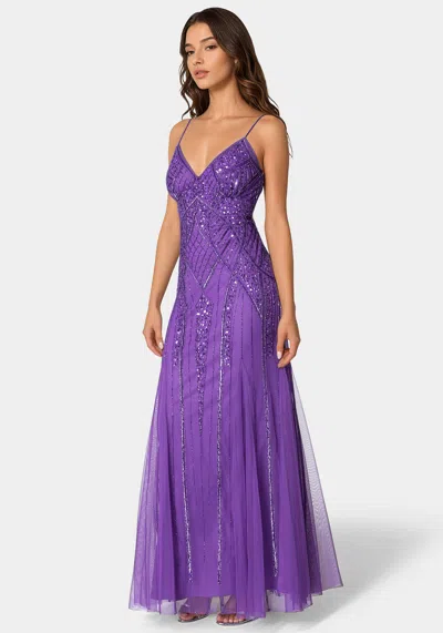 Bebe Beaded Gown In Deep Amethyst