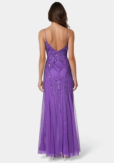 Bebe Beaded Gown In Deep Amethyst