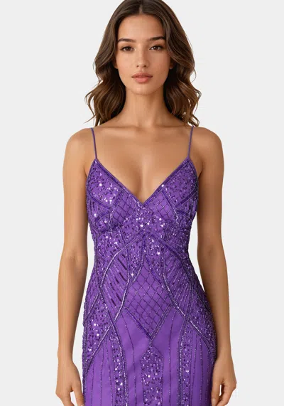 Bebe Beaded Gown In Deep Amethyst