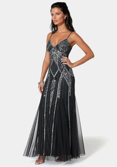 Bebe Beaded Gown In Black