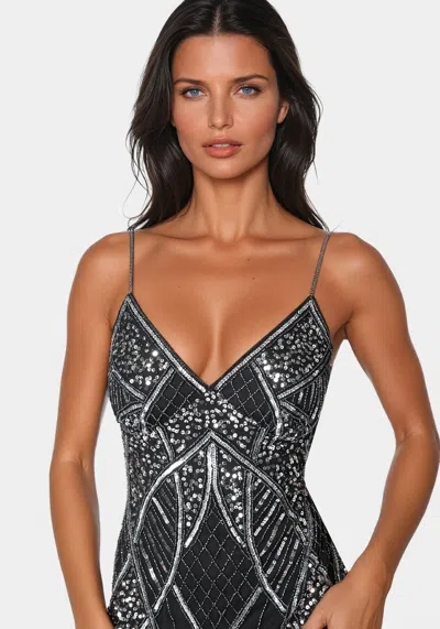 Bebe Beaded Gown In Black