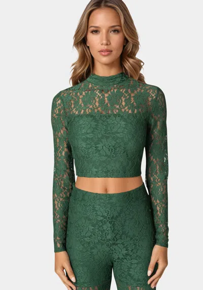 Bebe Two Piece Lace Jumpsuit In Emerald