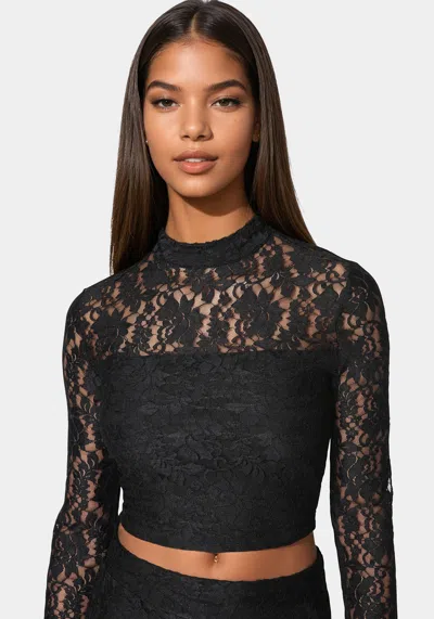Bebe Two Piece Lace Jumpsuit In Black