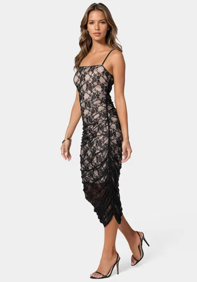 Bebe Lace Tube Midi Dress In Black