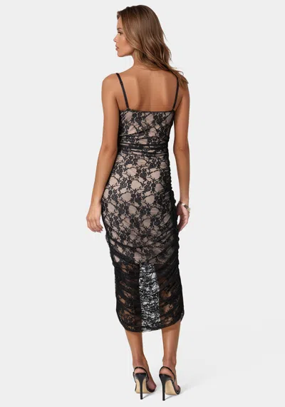 Bebe Lace Tube Midi Dress In Black