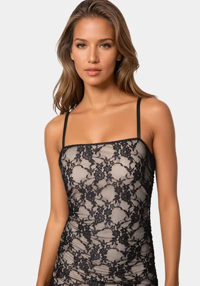 Bebe Lace Tube Midi Dress In Black
