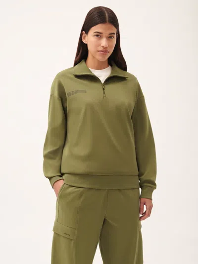 Pangaia Womens Dna Double Jersey Half Zip Sweatshirt In Green
