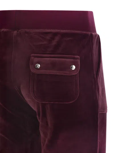 Juicy Couture Womens Wine Logo-embroidered Straight-leg Velour Trousers