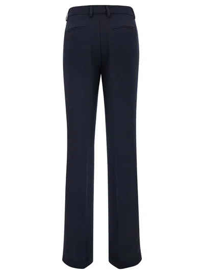 Plain Blue Straight Pants With Concealed Closure In Candy Woman In Blue