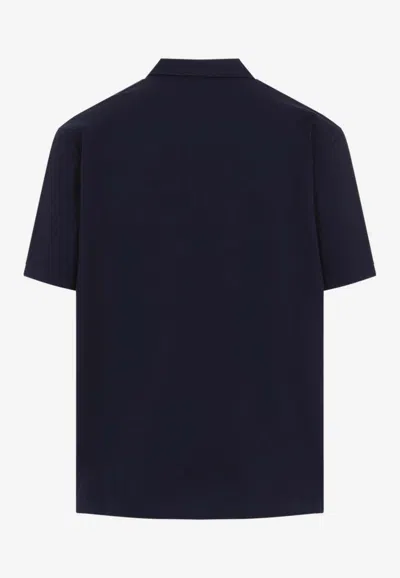 Bottega Veneta Blue Polo With Classic Collar And Embroidered Logo On The Front In Tone On Tone Cotto In Blue