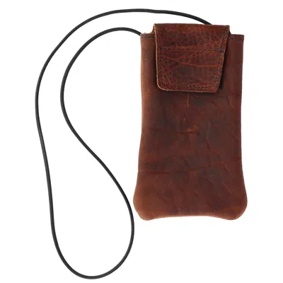 Boston Leather Textured Bison Leather Eyeglass Case With Neck String In Multi