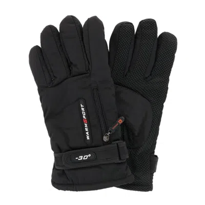 Ctm Men's Lined Winter Gloves With Zipper Pocket In Black