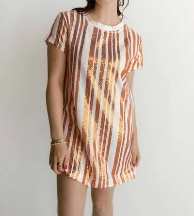 Mary Square Julia Dress In Orange/white In Multi
