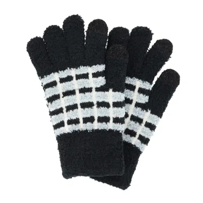 Ctm Women's Knit Color Block Touchscreen Compatible Winter Gloves In Black