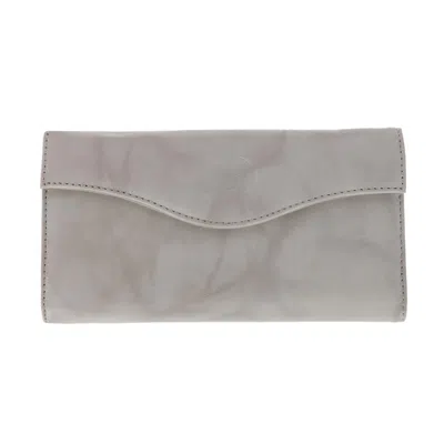 Buxton Women's Leather Long Bifold Organizer Wallet With Floral Emboss In Grey