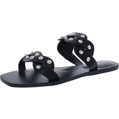 Marc Fisher Bodil Womens Faux Leather Metallic Slide Sandals In Black