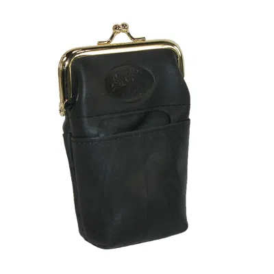 Buxton Women's Leather Framed Cigarette Case Wallet With Floral Emboss In Black