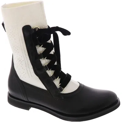 All Black Lux Sock Camper Womens Leather Slip On Ankle Boots In Multi