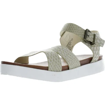 Not Rated Womens Faux Leather Buckle Ankle Strap In White
