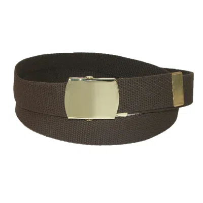 Ctm Cotton Adjustable Belt With Brass Buckle In Brown