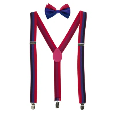 Ctm Striped Bi Pride Bow Tie And Suspender Set In Pink