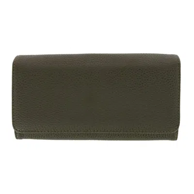 Buxton Women's Solid Colored Vegan Leather Bianca Clutch Wallet In Green