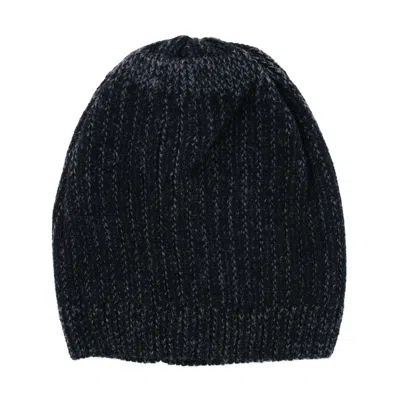 Ctm Men's Ribbed Knit Mixed Wool Beanie In Black
