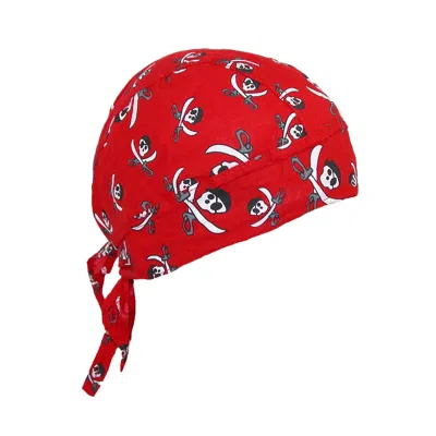 Ctm Cotton Pirate Crossed Knives Skull Do Rag Cap In Red