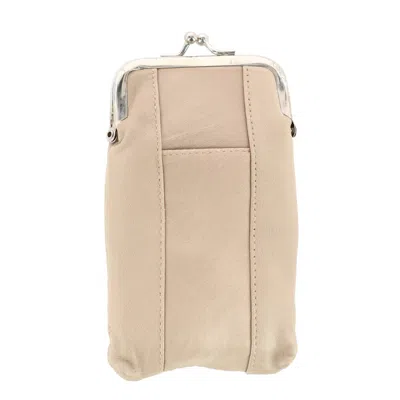 Ctm Women's Leather Cigarette Case With Lighter Pocket In Beige