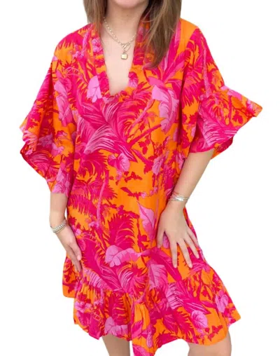 Fitzroy & Willa Fanta Sunshine Dress In Orange/pink In Multi