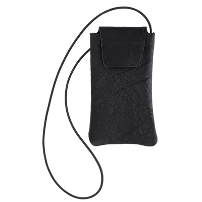 BOSTON LEATHER TEXTURED BISON LEATHER EYEGLASS CASE WITH NECK STRING 