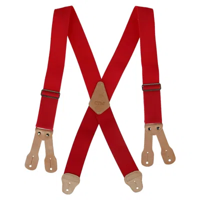 Ctm Men's 2 Inch Wide Non-elasticized Construction Button-end Suspenders In Red
