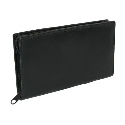 Paul & Taylor Leather Zippered Checkbook Cover And Wallet In Black