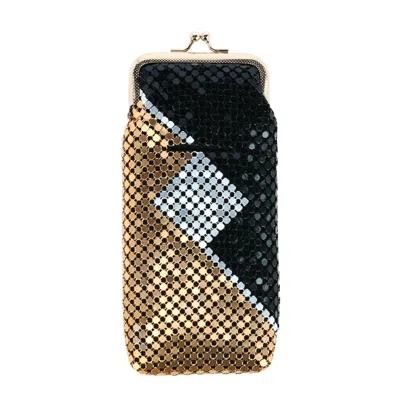 Ctm Women's Mesh Pattern Cigarette Case With Lighter Pocket & Kiss Lock Closure In Gold