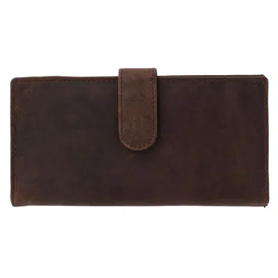 Ctm Vintage Leather Rfid Checkbook Cover Wallet With Snap Closure In Brown