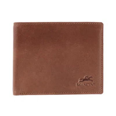 Mancini Men's Leather Bellagio Rfid Bifold Wallet With Zipper Coin Pocket In Brown