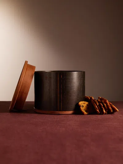 Marisa Klaster Hand-turned Wood And Steel Snack Container  Abask Luxury Gift