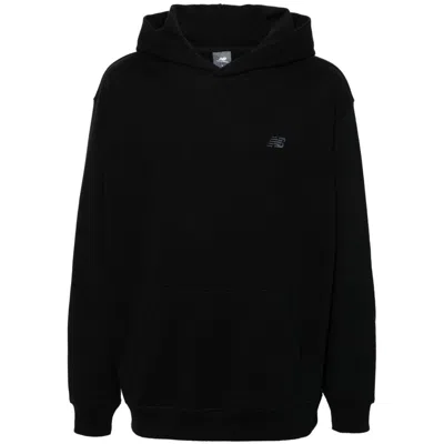 New Balance Felpa Con Cappuccio In Cotone In Black