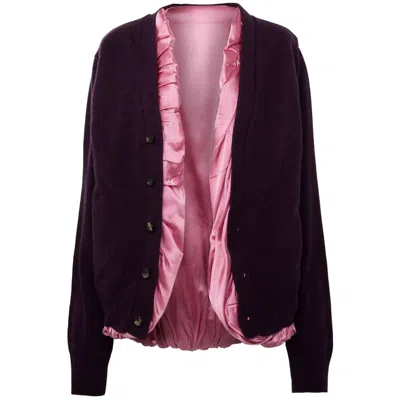 Jw Anderson Satin-lined Cardigan In Purple