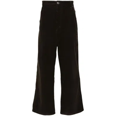 Ami Alexandre Mattiussi Wide Leg Corduroy Trousers Featuring Pockets In Brown