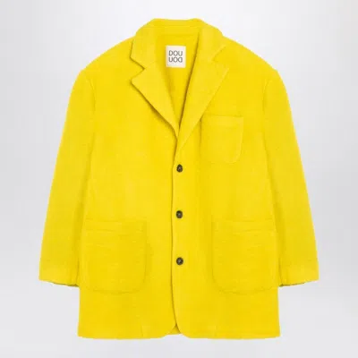 Douuod Yellow Single-breasted Coat In Wool Blend In Yellow