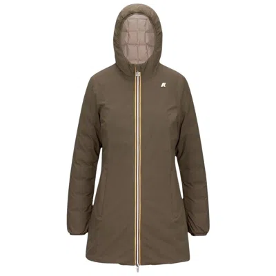 K-way Lily Plus.2 Double Short Down Jacket In Brown